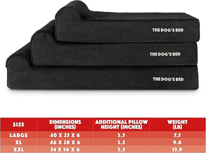 The Dog’s Bed Orthopedic Headrest Dog Bed XXL Black Plush, Memory Foam, Pain Relief for Arthritis, Hip & Elbow Dysplasia, Post Surgery, Lameness, Waterproof Washable Cover, Veterinary Approved