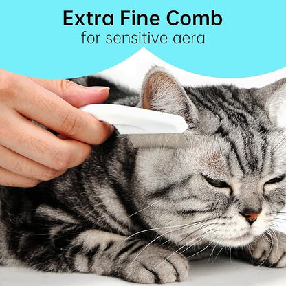 Self-Cleaning Slicker Brush for Dogs & Cats, 3-in-1 Grooming Kit with Detangling Comb & Storage Box, Deshedding Tool for Long Short Hair Pets, Skin-Friendly Brush Prevents Matting & Tangles
