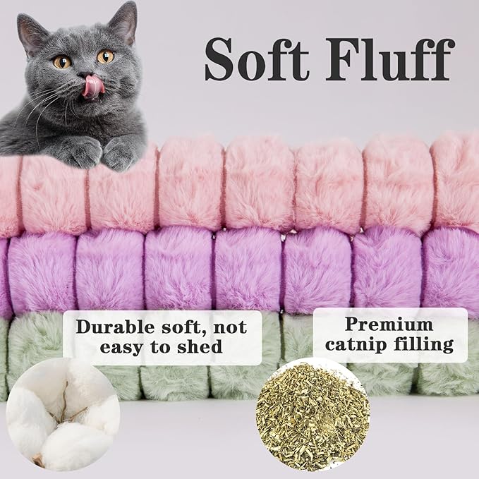 PATTEPOINT Cat Toy Pillows 3 Pack, Quiet Long Catnip Cat Kicker Toys for Indoor Cats, Interactive Kitten Toys, 14.6in/37cm