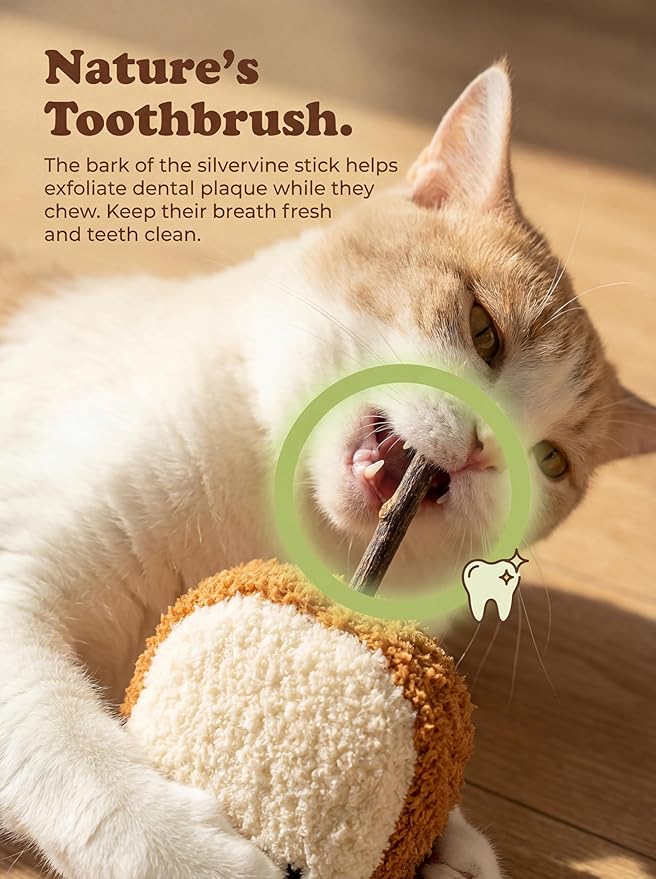 Petelligent Durable and lnteractive Cat Teething Stick Toys: Chewing Stick, Grinding Teeth Rod, and chewable Cat Doll for Your Pet's Entertainment (Bread Yellow)