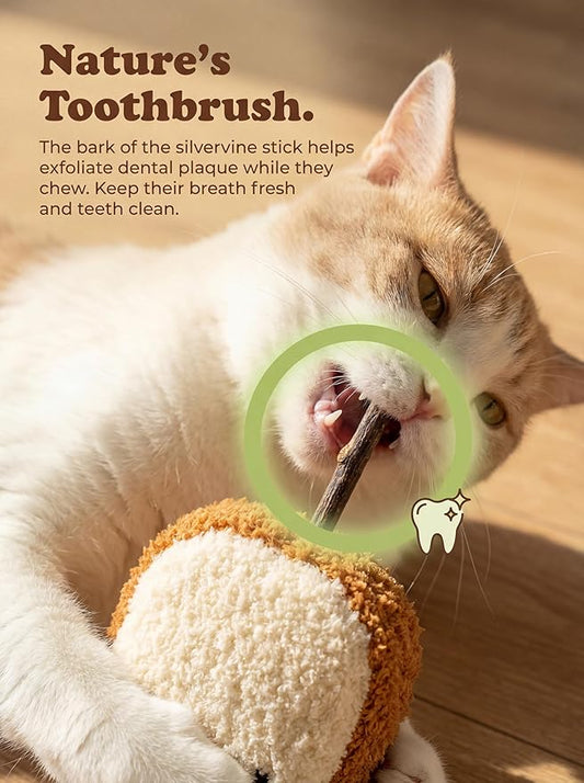 Petelligent Durable and lnteractive Cat Teething Stick Toys: Chewing Stick, Grinding Teeth Rod, and chewable Cat Doll for Your Pet's Entertainment (Bread Yellow)