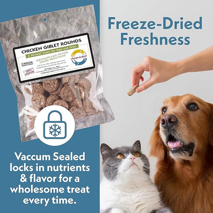Fresh Is Best Freeze Dried Dog Treats - Freeze Dried Chicken Giblets - Fresh Cat & Dog Training Treats in Resealable Zipper Bag - Raw Chicken Hearts, Livers, and Gizzards Treat - Made in The USA