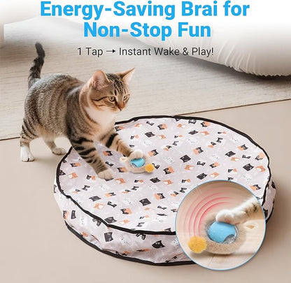 MoofeePaws Interactive Cat Toys for Indoor Cats Fast Rolling Ball, Automatic Motion Activated Ball, Hide and Seek for Indoor Exercise Toys, Real Bird Squeaky for Kitten Exercise Kicker