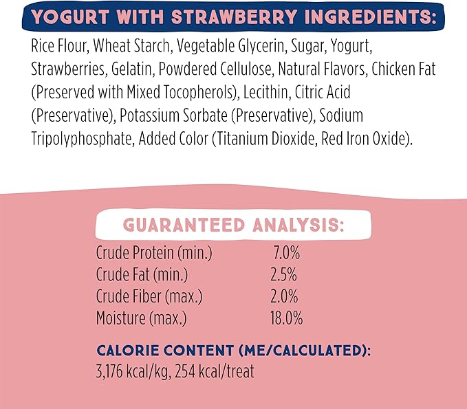 Ultra Chewy Yogurt with Strawberry Double Treat Bones: Long-Lasting Dog Treats Made in USA for Large and Small Breeds, Highly Digestible (24 Count)