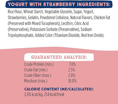 Ultra Chewy Yogurt with Strawberry Double Treat Bones: Long-Lasting Dog Treats Made in USA for Large and Small Breeds, Highly Digestible (24 Count)