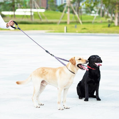 iYoShop Dual Dog Leash - 360° Swivel, No Tangle Walking Leash with Shock Absorbing Bungee for Two Dogs (Large, 25-150 lbs, Lavender)