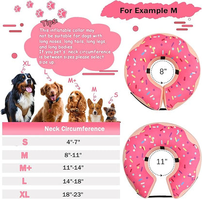 Inflatable Cone Collar for Large Medium Small Dogs, Soft Adjustable Recovery Collar for Dogs Cats,Dog Cone Neck Donut Alternative After Surgery(Pink,Medium+