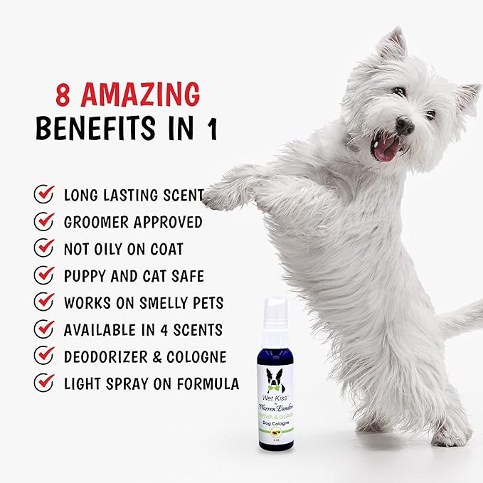 Warren London Wet Kiss Dog Cologne Spray – Papaya & Guava | Long-Lasting Odor Eliminator & Coat Freshener for Dogs & Cats | 16 oz
