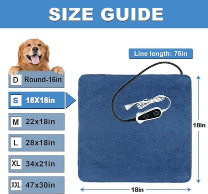 Bestio Cat Heating Pad, 18×18 in Waterproof Heated Cat Bed with Intelligent Constant Temperature Switch and Metal Protective Tube, Pet Heating Pads for Cats Dogs with Washable Cover-Blue (Small)