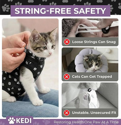 Kitten Recovery Suit Female, Kitten Onesie After Spay, Cat Surgery Suit Female After Surgery, Cone alternatives for Cats (Pink, Small)