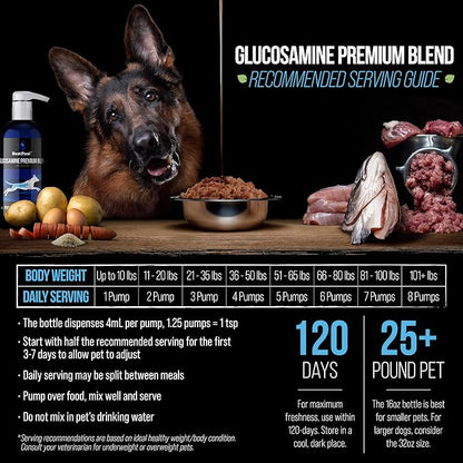 Best Paw Nutrition - Unflavored Liquid Glucosamine for Dogs & Cats - Chondroitin, MSM, Hyaluronic Acid - Dog Arthritis Home Remedy - Joint Supplement for Hip & Joint Pain Relief Pets Love - 16oz