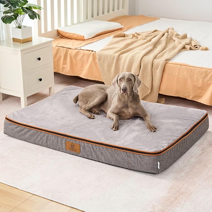 LIORCE Orthopedic Memory Foam Giant Dog Bed - 6" Thick Beds for Large Sized Dog - Waterproof Removable Washable Cover & Wrap-Around Zipper - Ultimate Comfort & Easy Maintenance