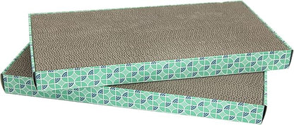 Kitty City Cat Scratcher– 2-Pack Durable Corrugated Cardboard Scratch Pads with Catnip – Double-Sided for Longer Use, Cat Claw Maintenance & Furniture Protection - Size: 10" x 18"