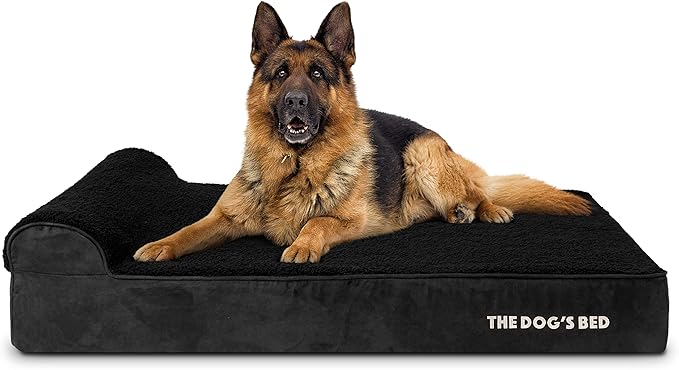 The Dog’s Bed Orthopedic Headrest Dog Bed XL Black Plush, Memory Foam, Pain Relief for Arthritis, Hip & Elbow Dysplasia, Post Surgery, Lameness, Waterproof Washable Cover, Veterinary Approved