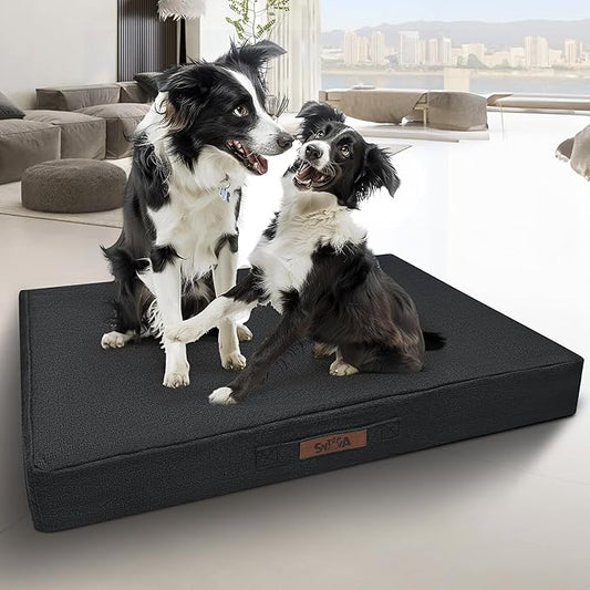 Sytopia 36 Inch Orthopedic Waterproof Dog Crate Bed for Large Dogs, Removable Washable Cover, Egg Crate Foam Mat, Suitable for Dogs Up to 60 Lbs, Dark Grey