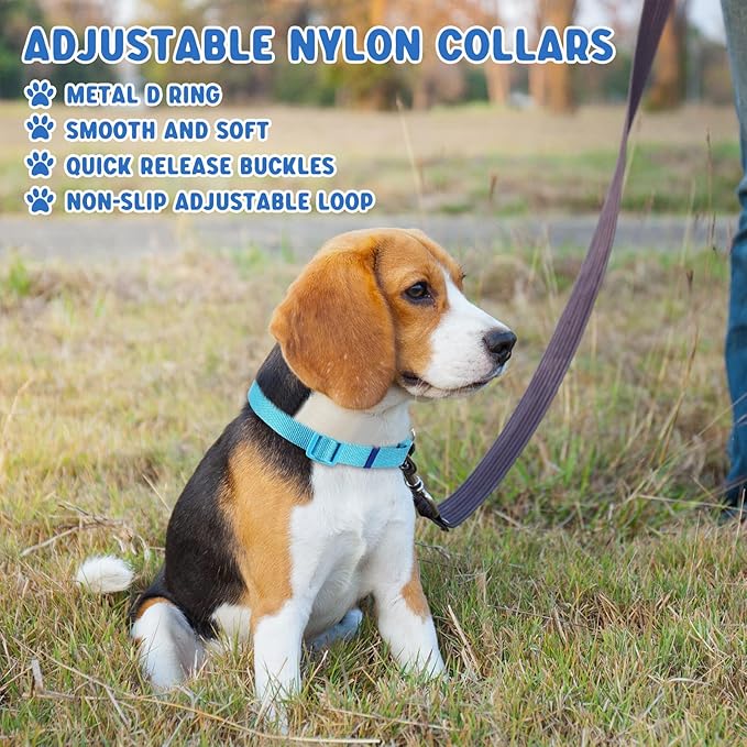 Amylove 27 Pcs Dog Collar Bulk Adjustable Nylon Puppy Collar for Small Medium Large Dogs Multiple Pet with Quick Release Buckle for PET Travel Walk Daily(Large,Cute Colors)