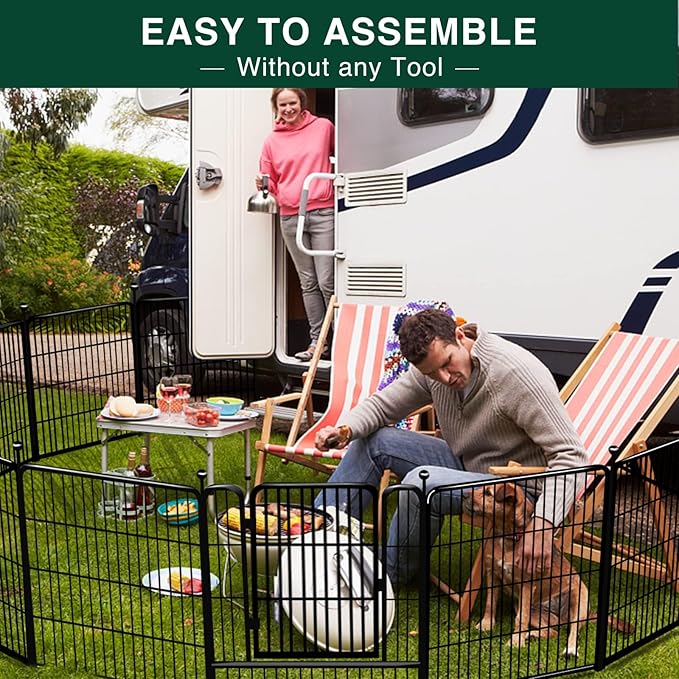 VISCOO Dog Playpen Outdoor, 16 Panels 32" H Dog Pen Indoor, Metal Dog Fence Outdoor, Pet Fence for Large/Medium/Small Dogs, Indoor Puppy PlayPen, Dog Fence Exercise Pen for RV,Camping,Yard