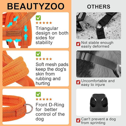 BEAUTYZOO Dog Harness for Small Dogs, No Pull Dog Harness and Leash Set, Soft Escape Proof Puppy Vest Harness with Handle, Reflective Lightweight Step in Harness for Girl Boy Dogs, Orange XS