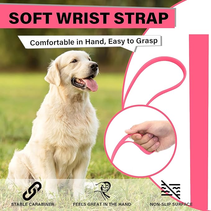Waterproof Dog Leash 10ft, 16ft, 30ft, 50ft PVC Recall Long Line Dog Leash Beach Swimming Tracking Training Dogs Lead for Pet, Medium and Large Dogs