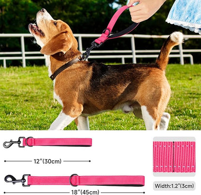 Dog Leash, Short Dog Leash, Leashes for Large Breed Dogs,Traffic Padded Handle- Reflective Training Lead, Perfect for Medium to Large Dogs(12 Inch, Pink)