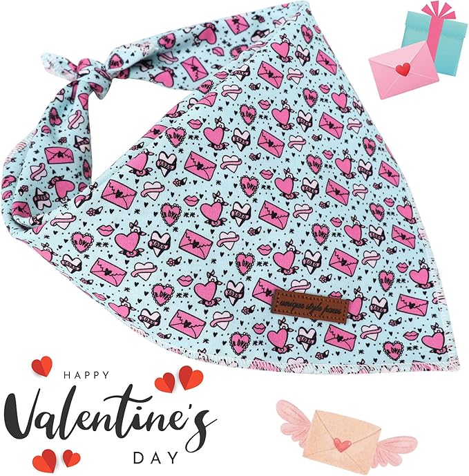 Unique Style Paws Valentiene's Day Dog Bandana Heart Print Cotton Dog Bandanas Bandana for Small Medium Large Dogs New