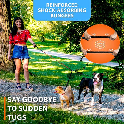 SparklyPets - Double Dog Bungee Rope Leash for 2 Small Dogs - Dual Dog Lead for Small Breeds - Soft Handles, No Tangle, Adjustable Couplers - Flow Leash, 2 Dogs Walking Accessory