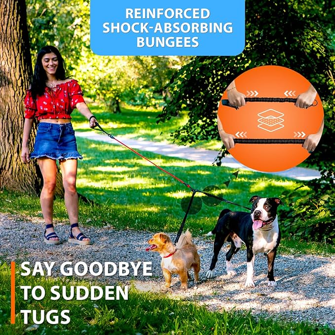 SparklyPets - Double Dog Bungee Rope Leash for 2 Small Dogs - Dual Dog Lead for Small Breeds - Soft Handles, No Tangle, Adjustable Couplers - Flow Leash, 2 Dogs Walking Accessory