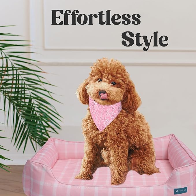 Pupstilo Orthopedic Bolster Dog Bed – CertiPUR-US Foam, Recycled Polyester Canvas, Washable Cover, Anti-Slip Bottom, Large, Grey Plaid – Stylish Designer Dog Sofa
