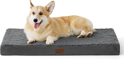 Bedsure Large Dog Bed for Crate - Comfy Flat Pet Beds with Removable Washable Cover, Orthopedic Egg Crate Foam Crate Mat, Suitable for Pet Up to 50 lbs