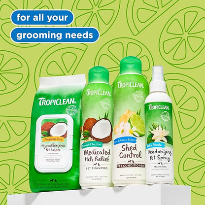 TropiClean Deshedding Dog Conditioner, Professional Conditioner, Reduces Shedding & Softens Coat, Puppy Safe, Lime & Cocoa Butter Scent, 1 Gallon