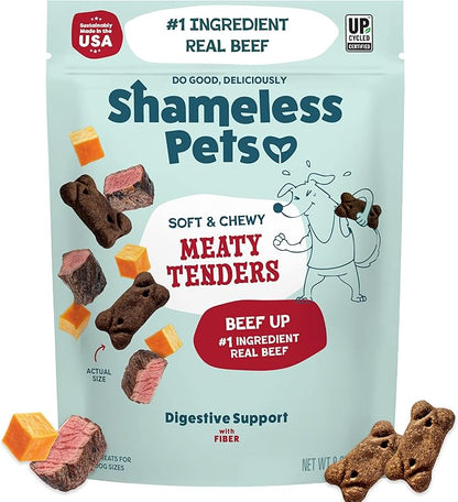 Shameless Pets Soft Dog Treats – Beef Up Meaty Tenders, Soft & Chewy Treats for Dogs, Real Beef 1st Ingredient, Grain Free, Healthy Treats for Small, Medium & Large Dogs, 8oz