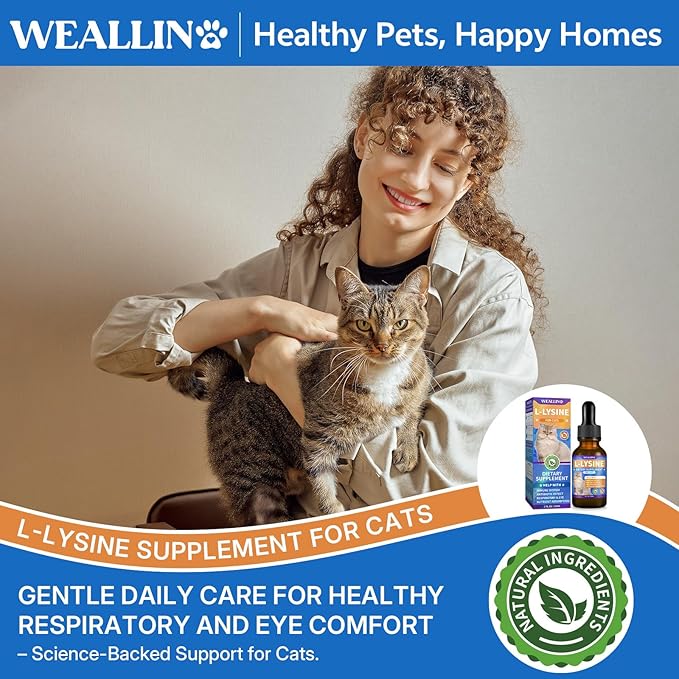L-lysine Supplement for Cats, Immune Support for Cats, Support for Feline Respiratory, Sneezing, Runny Nose, Eye Function, Helps Strengthen Natural Defenses, Chicken Flavor (1PC)
