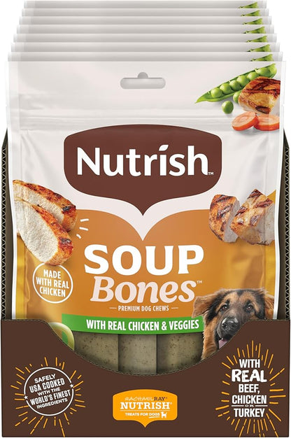 Nutrish Soup Bones Premium Dog Chews with Real Chicken and Veggies, 24 Chews (Rachael Ray)