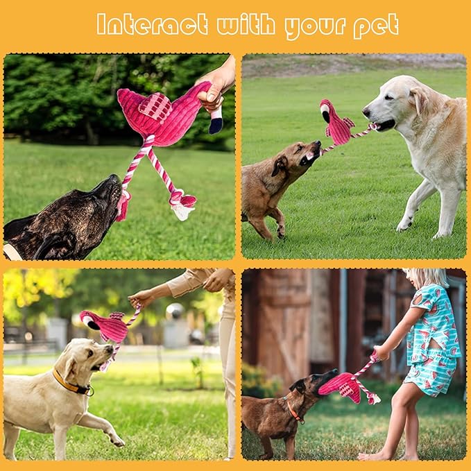 MRSOHRET 5 Pack Plush Dog Toys with Rope, Squeaky Dog Toys, Tug of War Dog Interactive Toy, Durable Dog Chew Toys for Large Dogs & Puppies