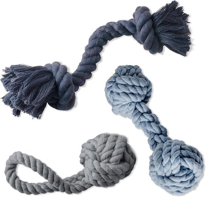 Brady The Rope Tug Toy 3-Pack Organic Cotton Dog Rope Pull Toys for All Pet Breeds, Navy Ombre, One Size