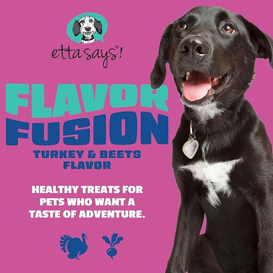 etta says! Flavor Fusion - All Natural Rawhide Free Chews for Dogs 2oz Chew- Turkey and Beets - Made in The USA (12 Count Pack of 1)