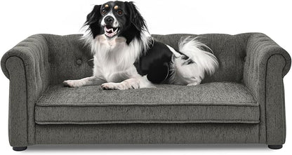 KEIKI 39" Dog Bed for Medium and Large Dogs, Elevated Pet Sofa Bed, Durable Elevated Couch Bed with Legs, Dark Gray