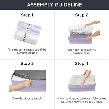 Bedsure Orthopedic Dog Bed Medium Size Dogs - Washable Medium Dog Cat Bed Waterproof, Comfort Pet Couch Sofa with Washable Removable Cover, Pets Bed with Nonskid Bottom, Lavender, 28"
