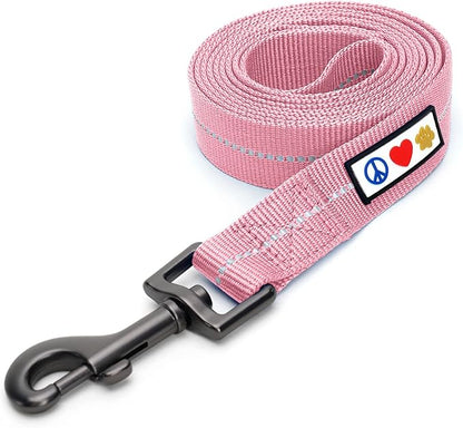 Pawtitas Pink Dog Leash 6 ft M/L Reflective Durable Lightweight Recycled Lead for Medium or Large Dogs and Puppies