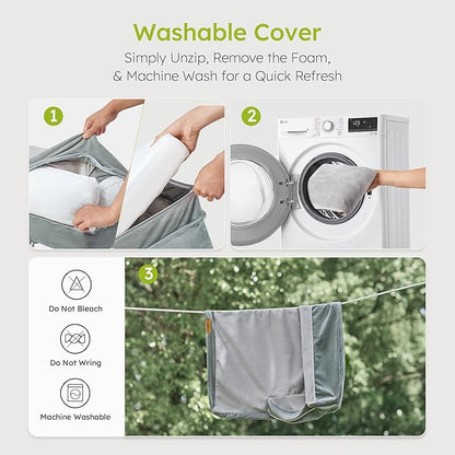 CWAWZ XL Orthopedic Dog Bed, Extra Large Dog Bed, Dual-Sided Pet Cooling Beds with Memory Foam Washable Cover Nonslip Bottom, Waterproof XLarge Pet Couch Beds with Bolsters, Light Grey
