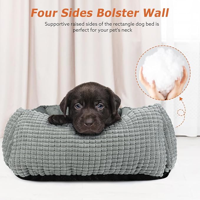 MIXJOY Dog Beds for Medium Dogs Washable, Rectangle Pet Bed Medium Size Dog, Orthopedic Sleeping Pet Sofa Bed, Soft Calming Cat Beds for Indoor Cats, Anti-Slip Bottom with Multiple Size