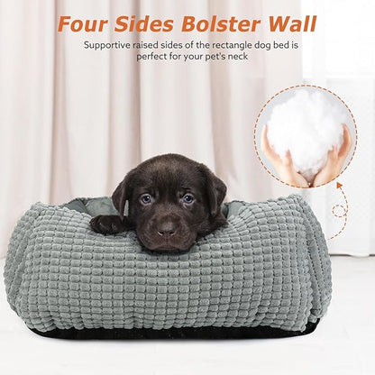 MIXJOY Dog Beds for Medium Dogs Washable, Rectangle Pet Bed Medium Size Dog, Orthopedic Sleeping Pet Sofa Bed, Soft Calming Cat Beds for Indoor Cats, Anti-Slip Bottom with Multiple Size