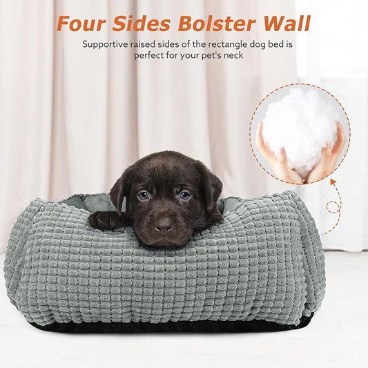 MIXJOY Dog Beds for Medium Dogs Washable, Rectangle Pet Bed Medium Size Dog, Orthopedic Sleeping Pet Sofa Bed, Soft Calming Cat Beds for Indoor Cats, Anti-Slip Bottom with Multiple Size
