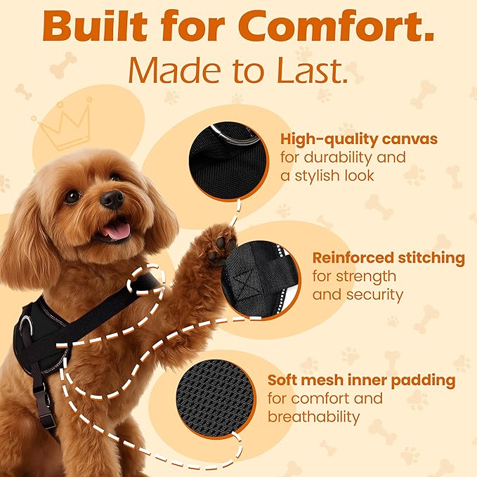 Bark Appeal Black No-Pull Dog Harness for Extra Large Sized Pets – Adjustable, Reflective Vest with 3 Leash Clips for Added Control, Easy Walks & Training – XXL
