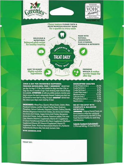 Greenies Veterinarian-Recommended Natural Dental Dog Treats Teenie Size, Original Flavor, 3 oz. Pack, 11 Count