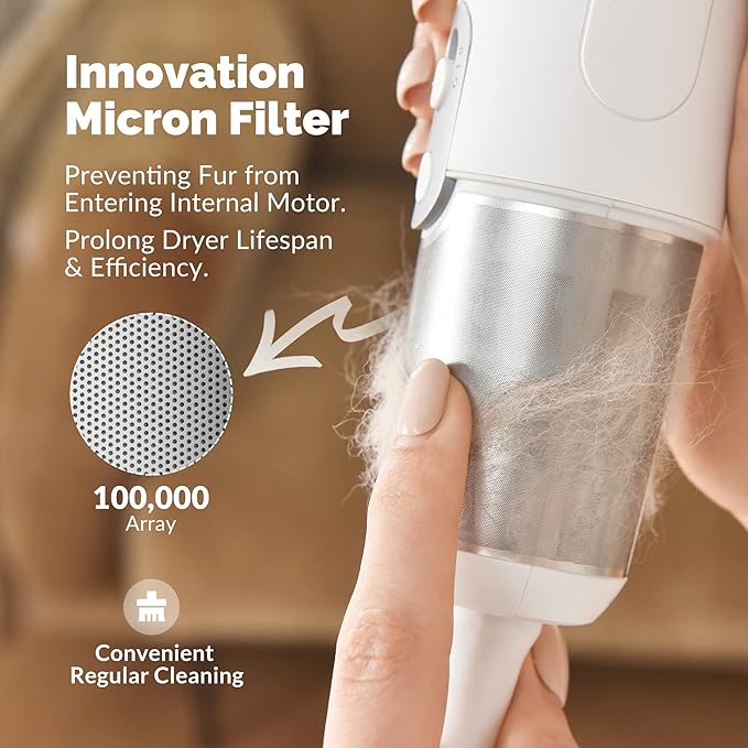Jellyfish Handheld Dog Dryer - 1.21lb Lightweight, 2 Speeds, 4 Temp, Portable High Velocity Blow Dryer for Travel & Home