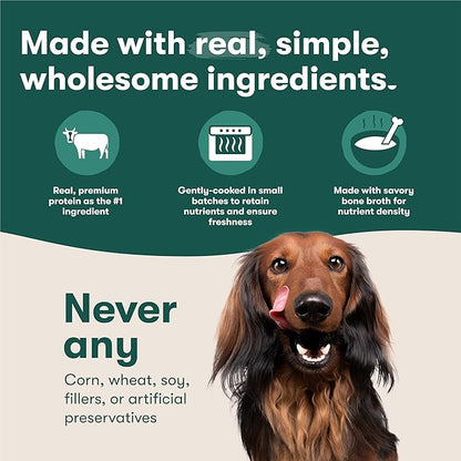 Jinx Beef & Chicken Grain Free Wet Dog Food Pouches, Meal or Dog Food Topper Mix-in, Made with Real Beef & Chicken, Bone Broth, No Fillers - Puppy, Adult, Senior, 9oz, 6 Pack