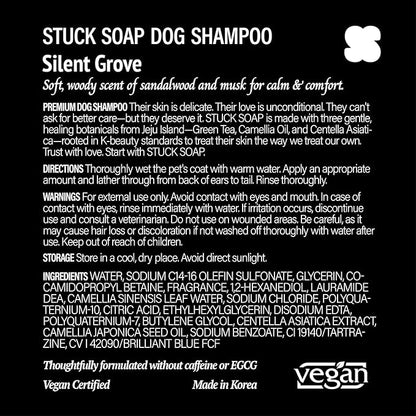 STUCK SOAP Vegan Dog Shampoo Premium K-Beauty Inspired Gentle Dog Shampoo for Sensitive Skin with Green Tea, Camellia Oil & Centella Asiatica, Elegantly Scented, Natural Pet Wash (Silent Grove)
