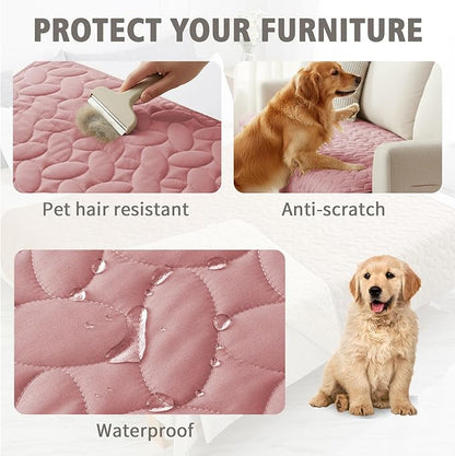 Ameritex Waterproof Pet Bed Cover Anti-Slip Dog Bed Blanket for Sofa and Furniture Waterproof New Pattern Design (Pink, 30x90 Inch (Pack of 1))
