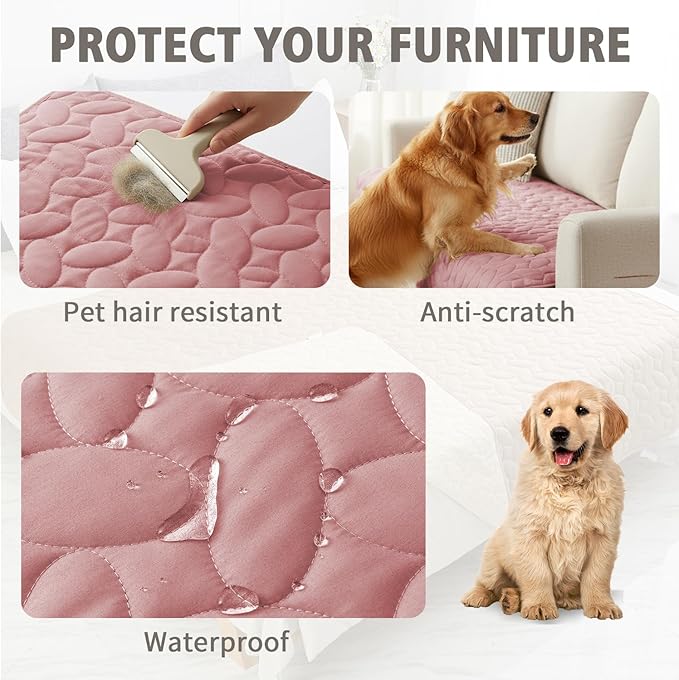 Ameritex Waterproof Pet Bed Cover Anti-Slip Dog Bed Blanket for Sofa and Furniture Waterproof New Pattern Design (Pink, 30x53 Inch (Pack of 1))